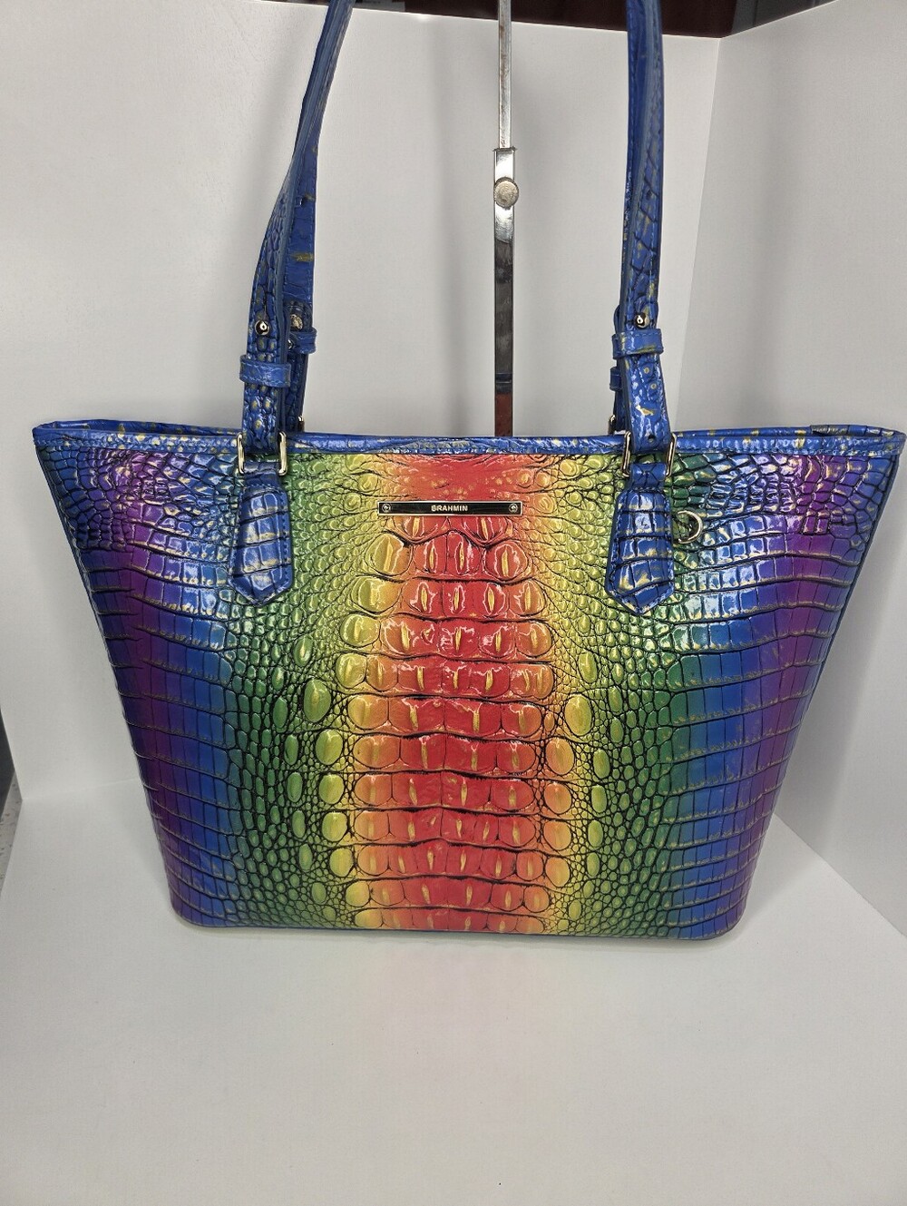 🌈▪️Brahmin▪️popsicle Ombre Melbourne Croc-Embossed   Leather Medium Asher  Tote